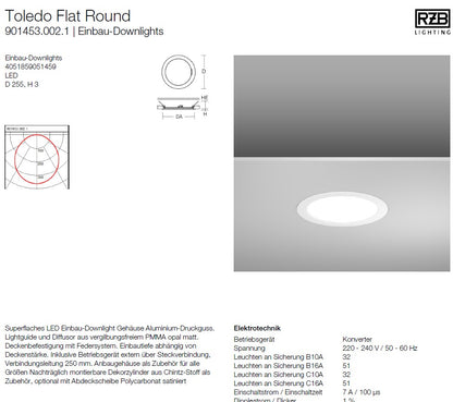 LED Deckenleuchte rund / Toledo Flat Round 255mm