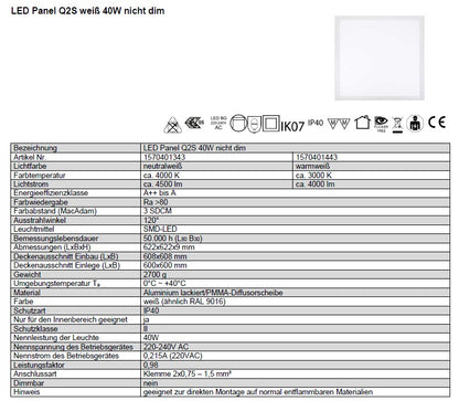 LED Leuchte / Leuchtpaneel 622x622x9