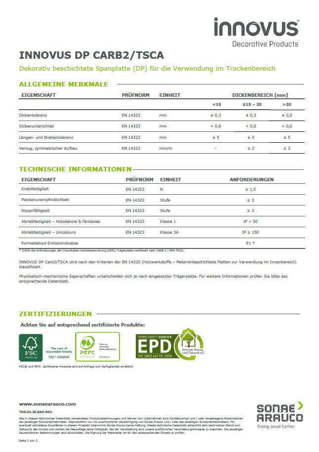 INNOVUS DP CARB2/TSCA beschichtete Spanplatte 2000x900x19 mm Betonoptik (neuwertig)