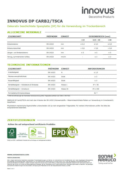 INNOVUS DP CARB2/TSCA beschichtete Spanplatte 2000x900x19 mm Betonoptik (neuwertig)