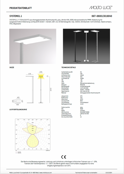 Molto Luce, SYSTEM 01.1 F STEHLEUCHTE LED, Lampen