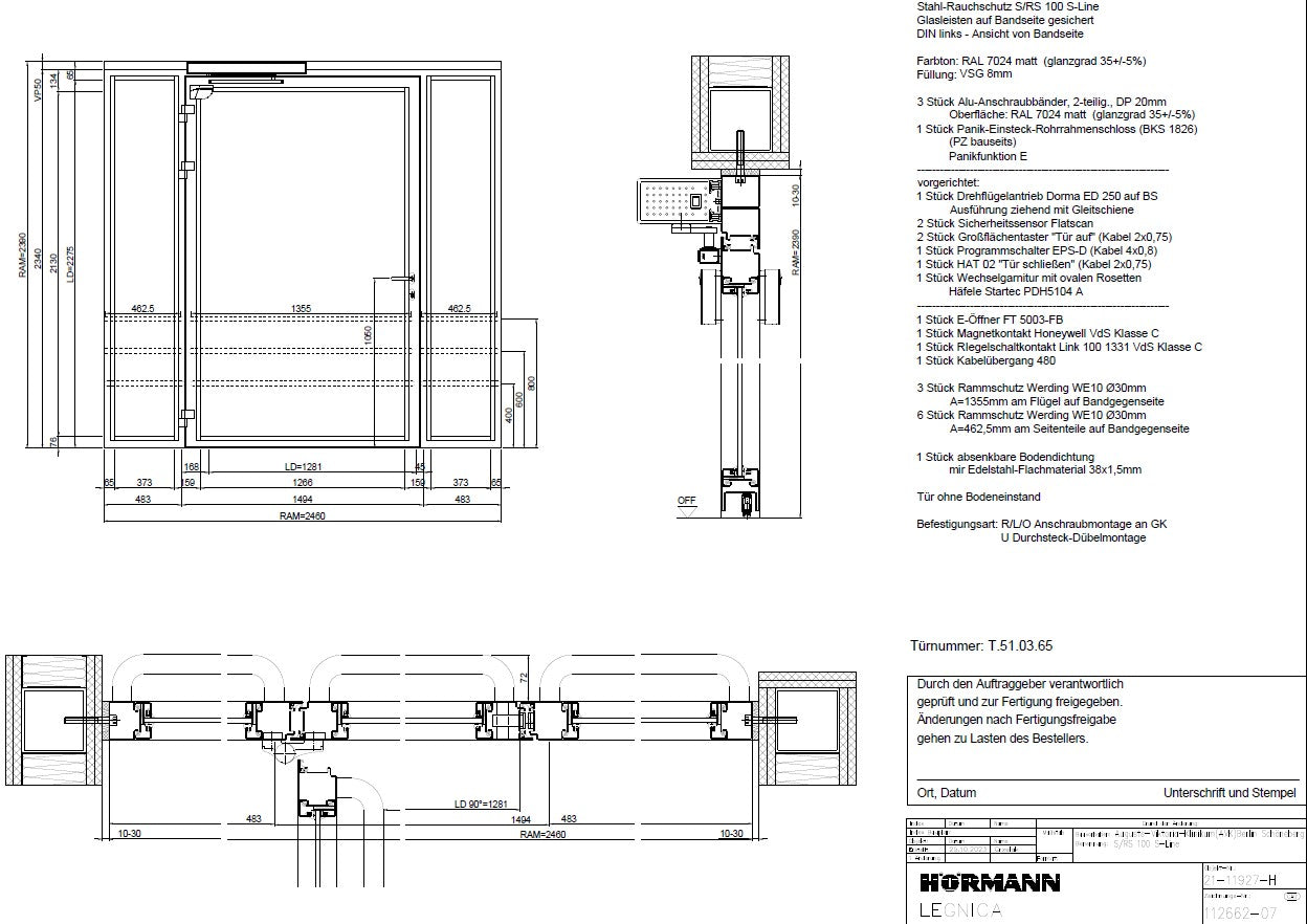 Stahl-Rauchschutz 100 S-Line Hörmann 2460x2390 neuwertig