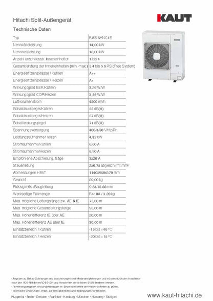 Hitachi Split-Außengerät,  14 kW Nennkälteleistung