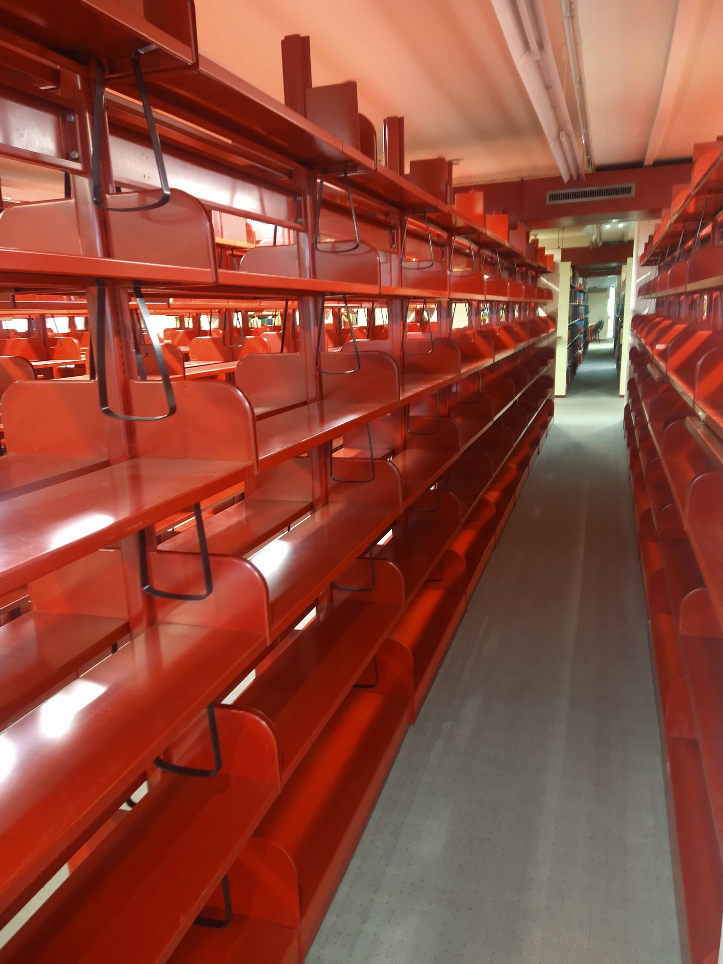 Rotes/Graues modulares Bibliotheksregal, Höhe: 2170 mm