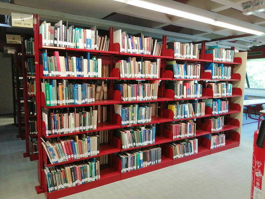 Rotes/Graues modulares Bibliotheksregal, Höhe: 2170 mm