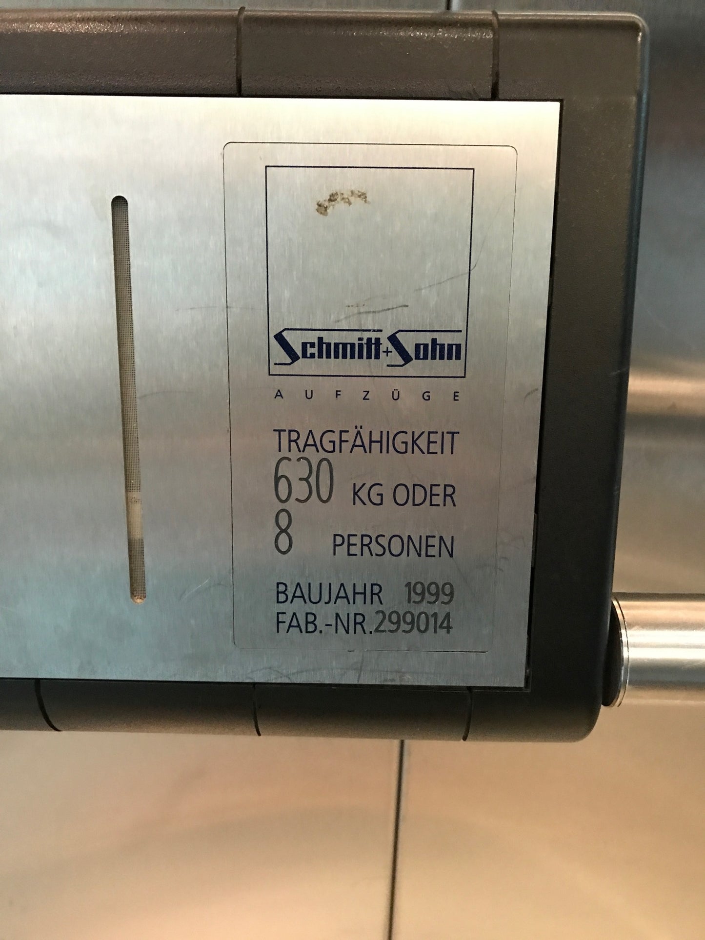 Personenaufzug - Schmitt + Sohn - 1070x2180