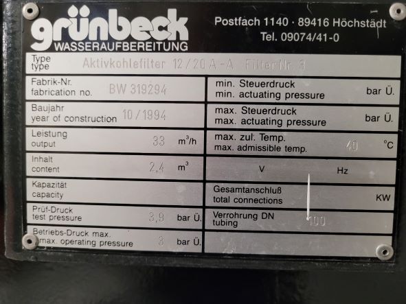Aktivkohlefilter von Grünbeck (gebraucht, geprüft)