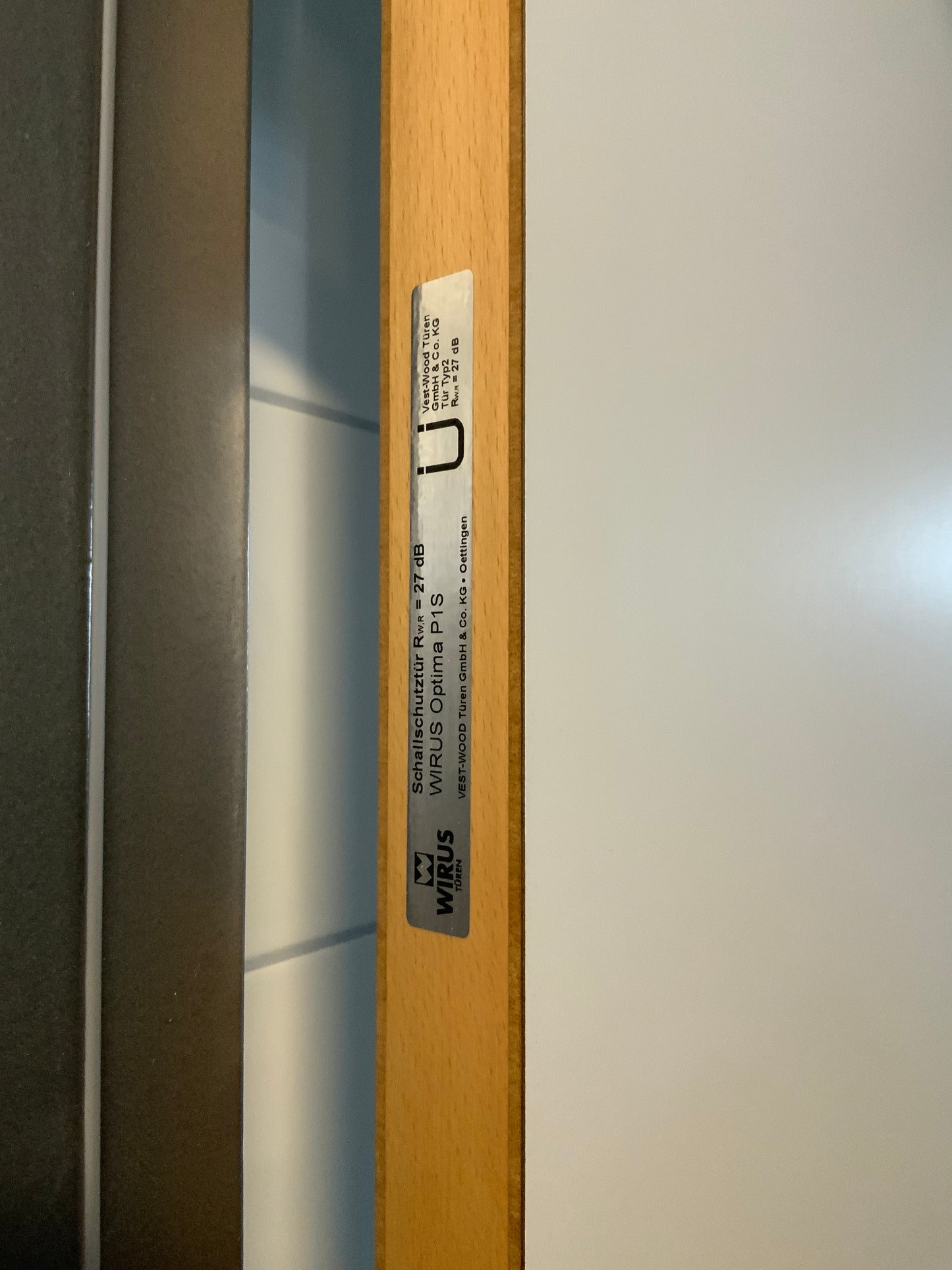 1-flügelige Schallschutztür Holz Wirus Optima P1S 890x2245x170