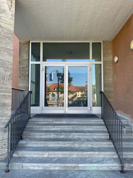 Eingangstür Zweiflüglig Aluminium mit Fenstern 4420x3190x50