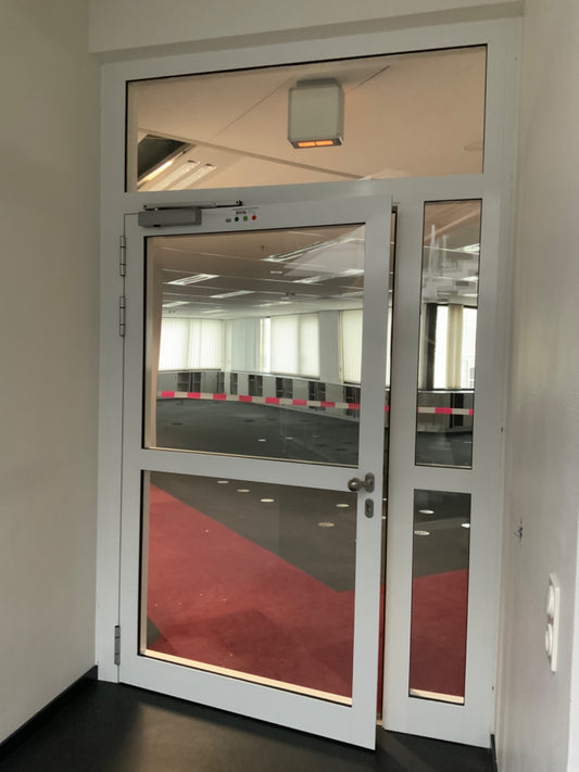 Brandschutztür - innen verglast mit Türschließer und Oberlicht DIN L 80x1660x2780