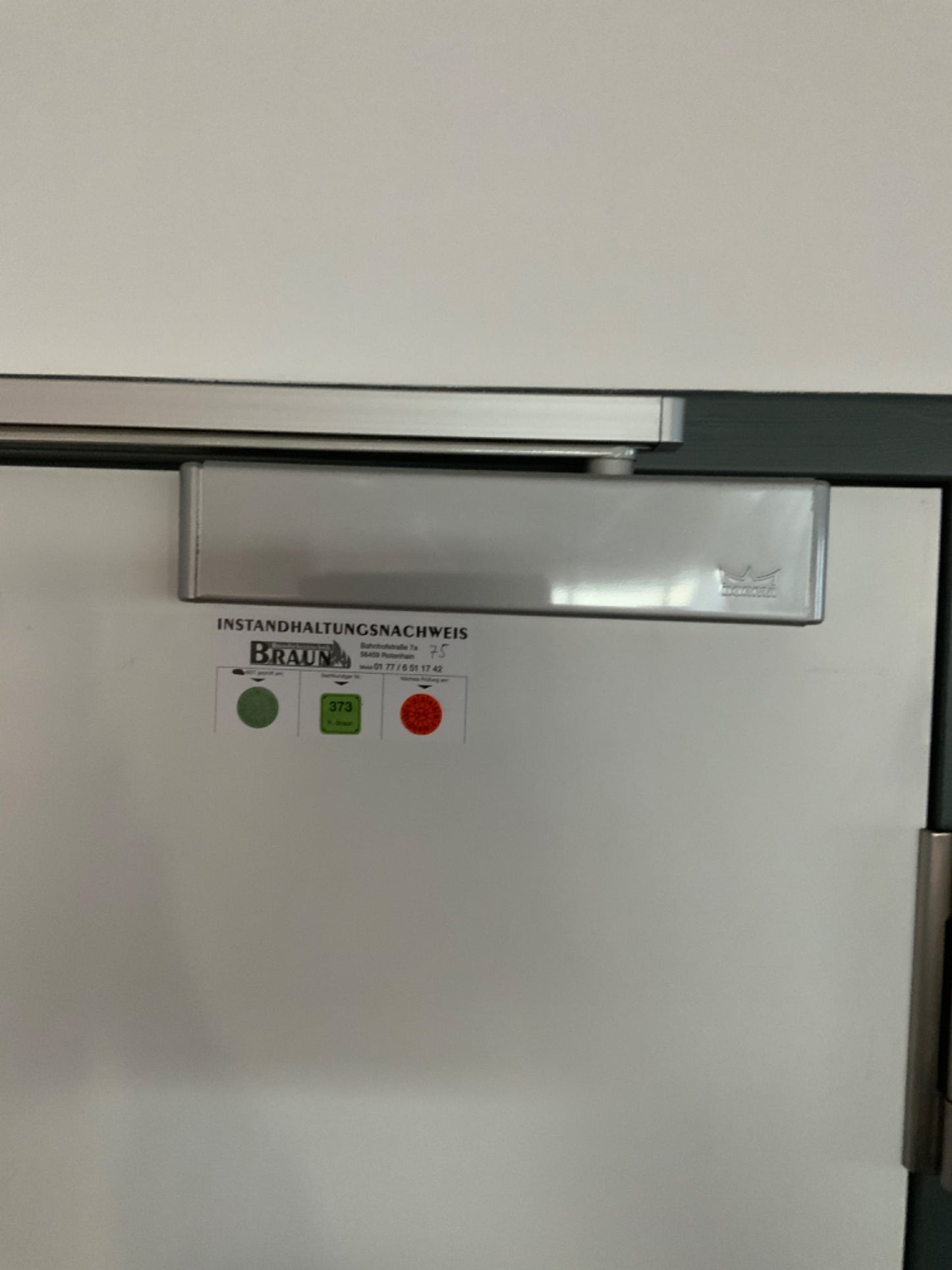 Brandschutztür - innen mit Türschließer DIN R 160x1030x2150